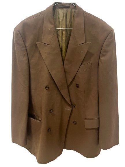 BENVENUTO. Vintage Benvenuto Double-Breasted Blazer 90s Chocolate Brown Size 54R - 1 Thumbnail
