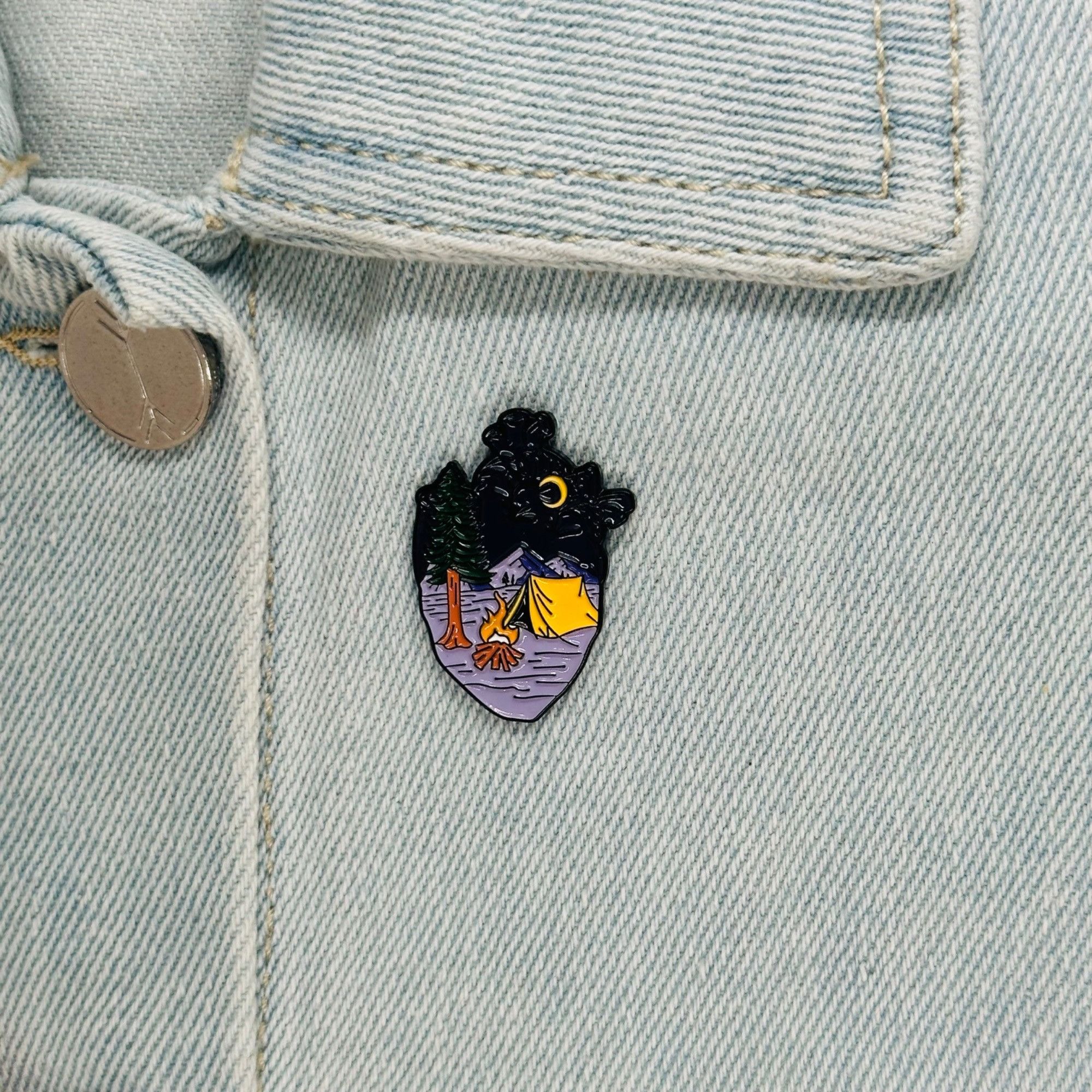 Other ✨Human Heart Lapel Enamel Pin Broch Camping Tent Fire With M Size ONE SIZE - 1 Thumbnail