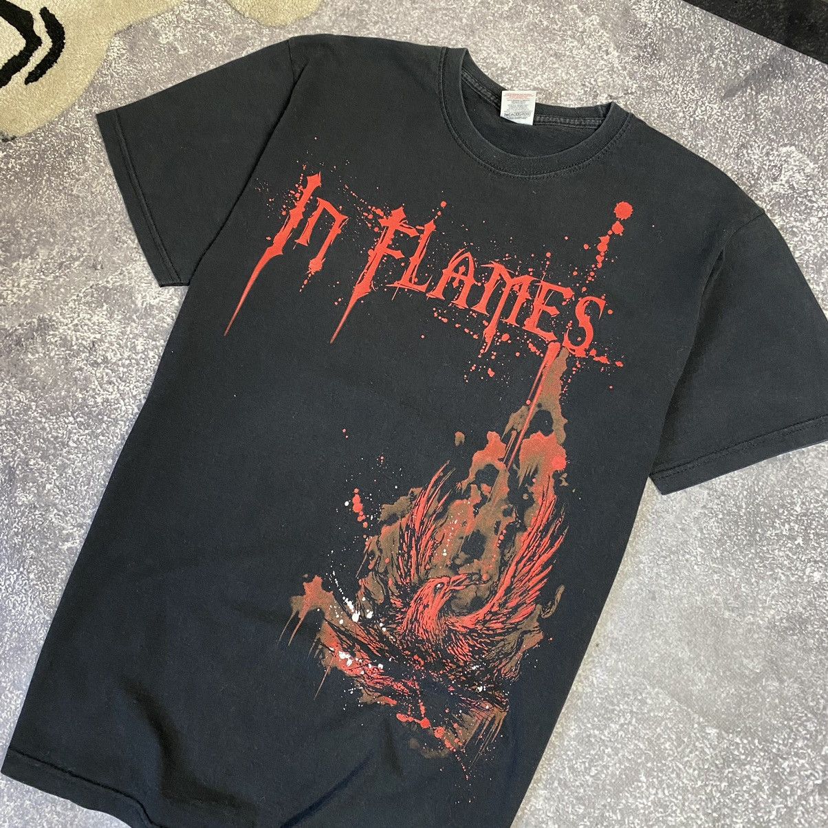 Band Tees Vintage In Flames Big Graphic logo Rare Rock band tee Size US M / EU 48-50 / 2 - 2 Thumbnail
