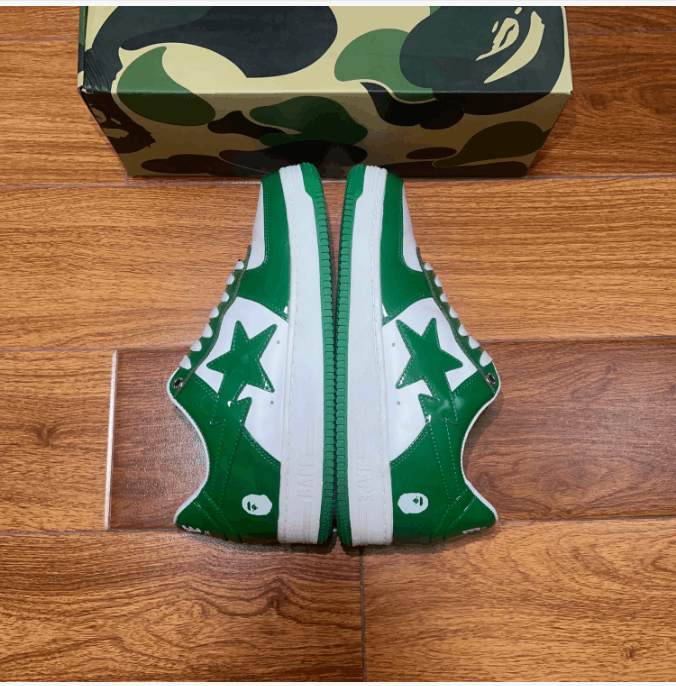 Bape A BATHING APE low-top men's white and green Size US 11 / EU 44 - 4 Thumbnail
