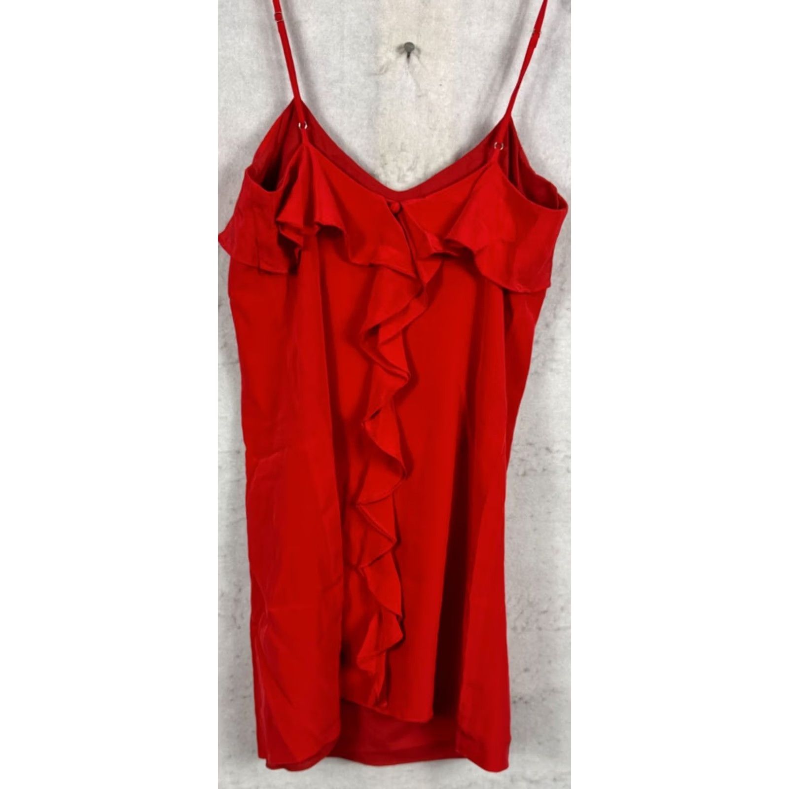 Tibi VINTAGE Tibi Dress Silk Spaghetti Straps Round Ruffle Mini Shift Red Size 4 Womens Size S / US 4 / IT 40 - 2 Thumbnail
