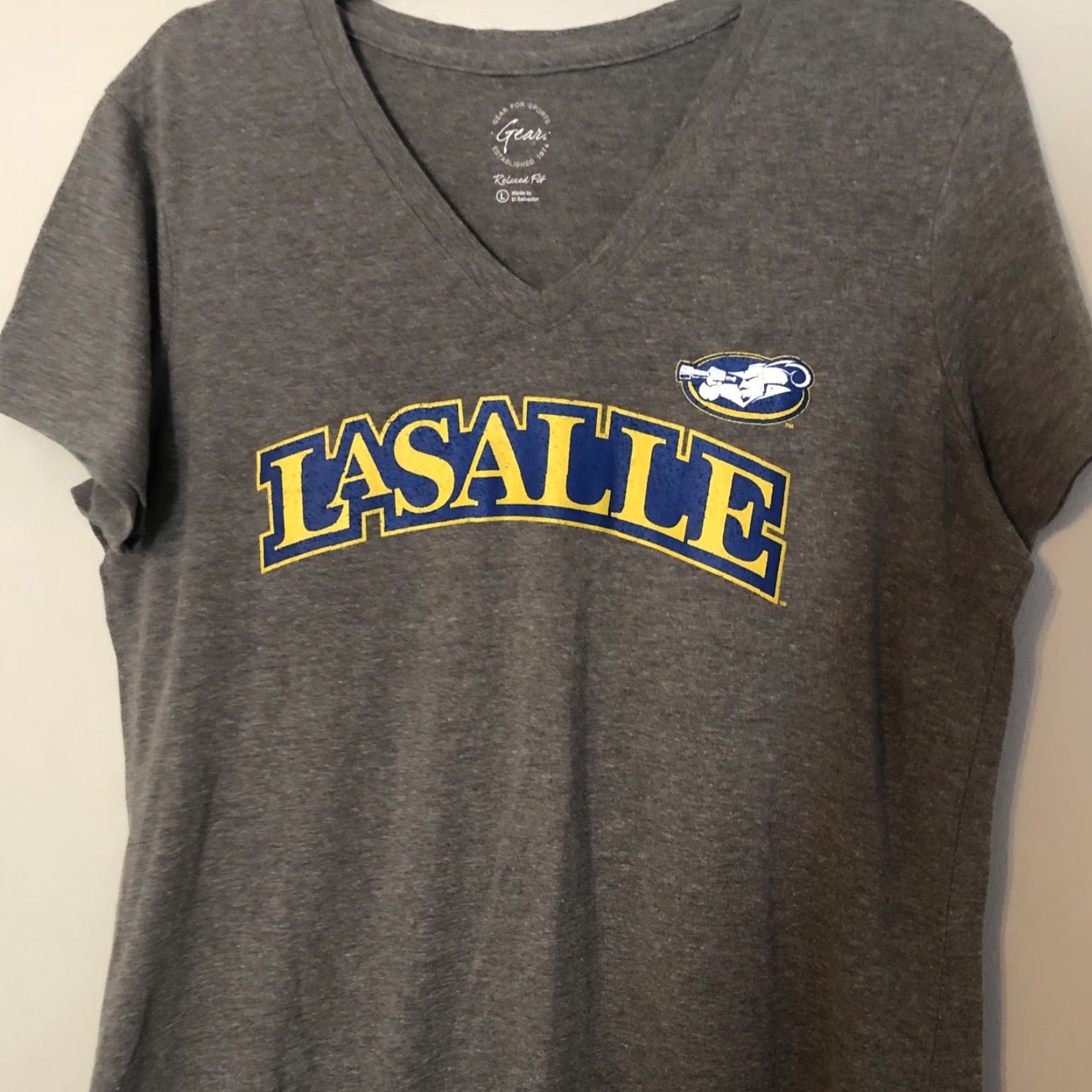 Vintage LA Salle University Explorers Logo Gray Sz L Athletic Spell Out Shirt V Neck Top Women Size L / US 10 / IT 46 - 2 Thumbnail