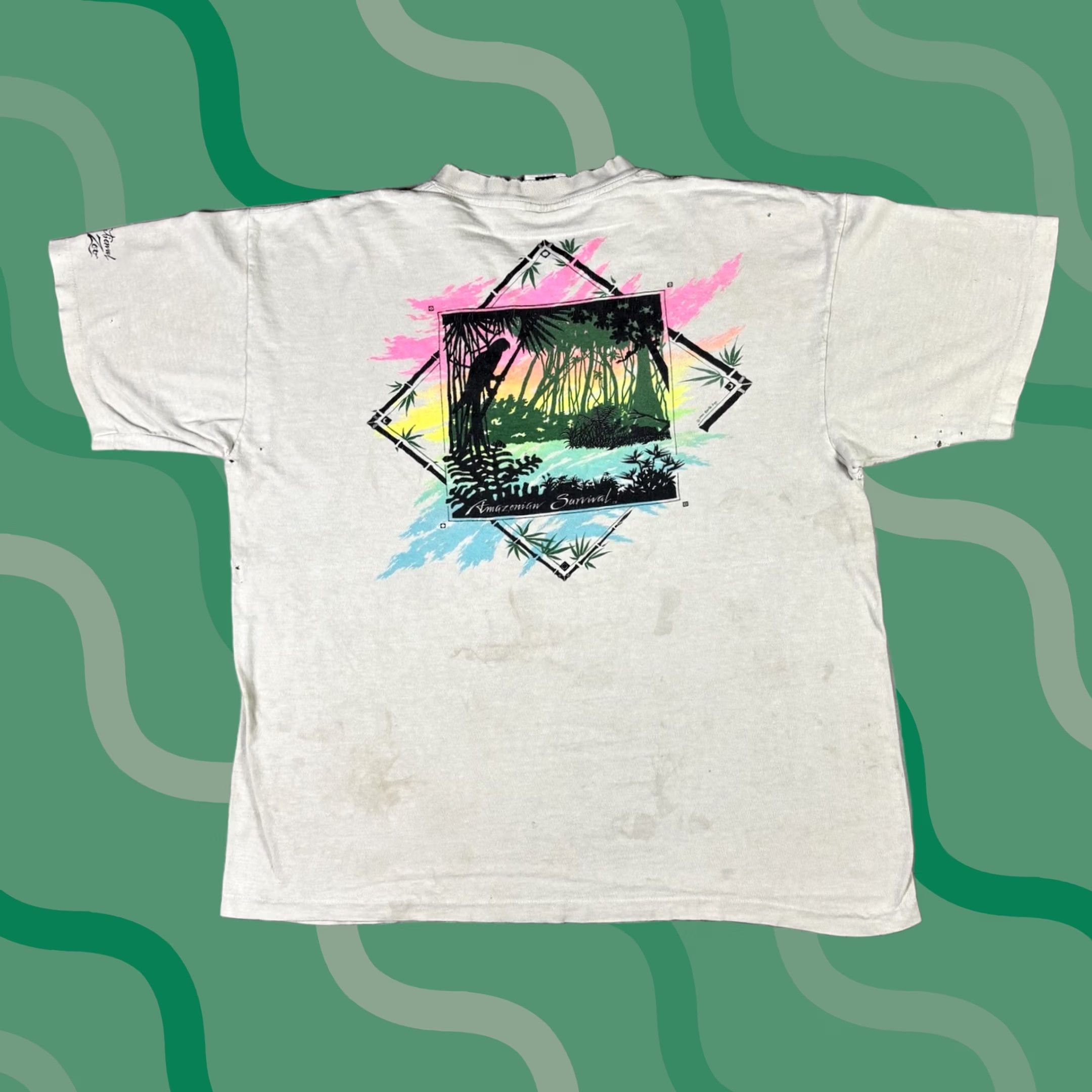 Lee VINTAGE Lee T-Shirt Men XL White 90s Distressed Crew Neck Short Sleeve Cotton Thrashing Adventure Time Stitch Size US XL / EU 56 / 4 - 1 Thumbnail