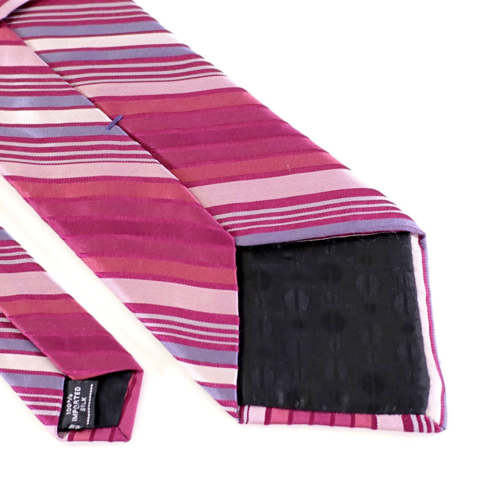 Perry Ellis Perry Ellis Portfolio Pink Magenta Woven Striped Silk Tie Size ONE SIZE - 5 Thumbnail