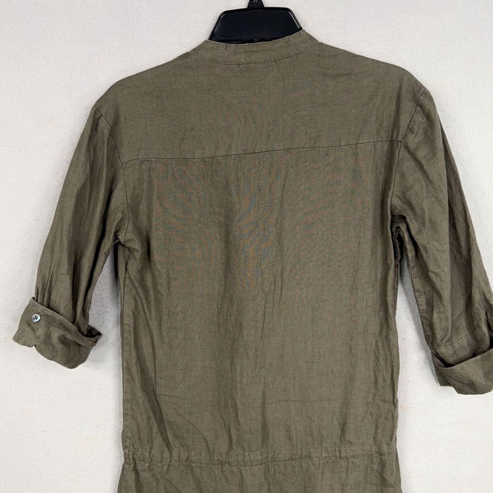 James Perse VINTAGE James Perse Shirt Dress Womens S Green Linen Button Front Tunic 3/4 Sleeve Rounded Neck Pockets Lightweight Casual Size S / US 4 / IT 40 - 7 Thumbnail