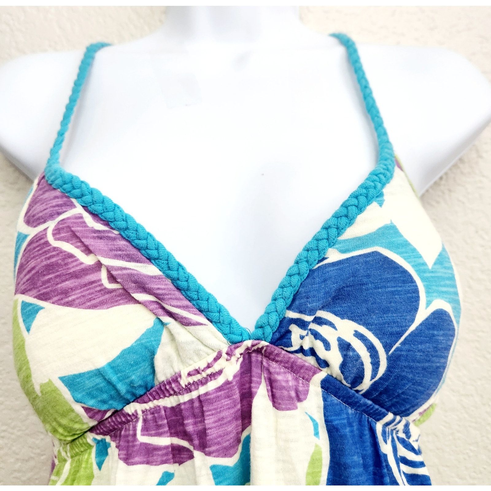 Other Derek Heart Blue Green Purple Floral Braided Strap Top S Size S / US 4 / IT 40 - 3 Thumbnail