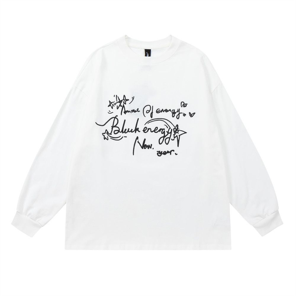 Vintage Men's loose casual graffiti letter long-sleeved T-shirt Size US M / EU 48-50 / 2 - 1 Thumbnail