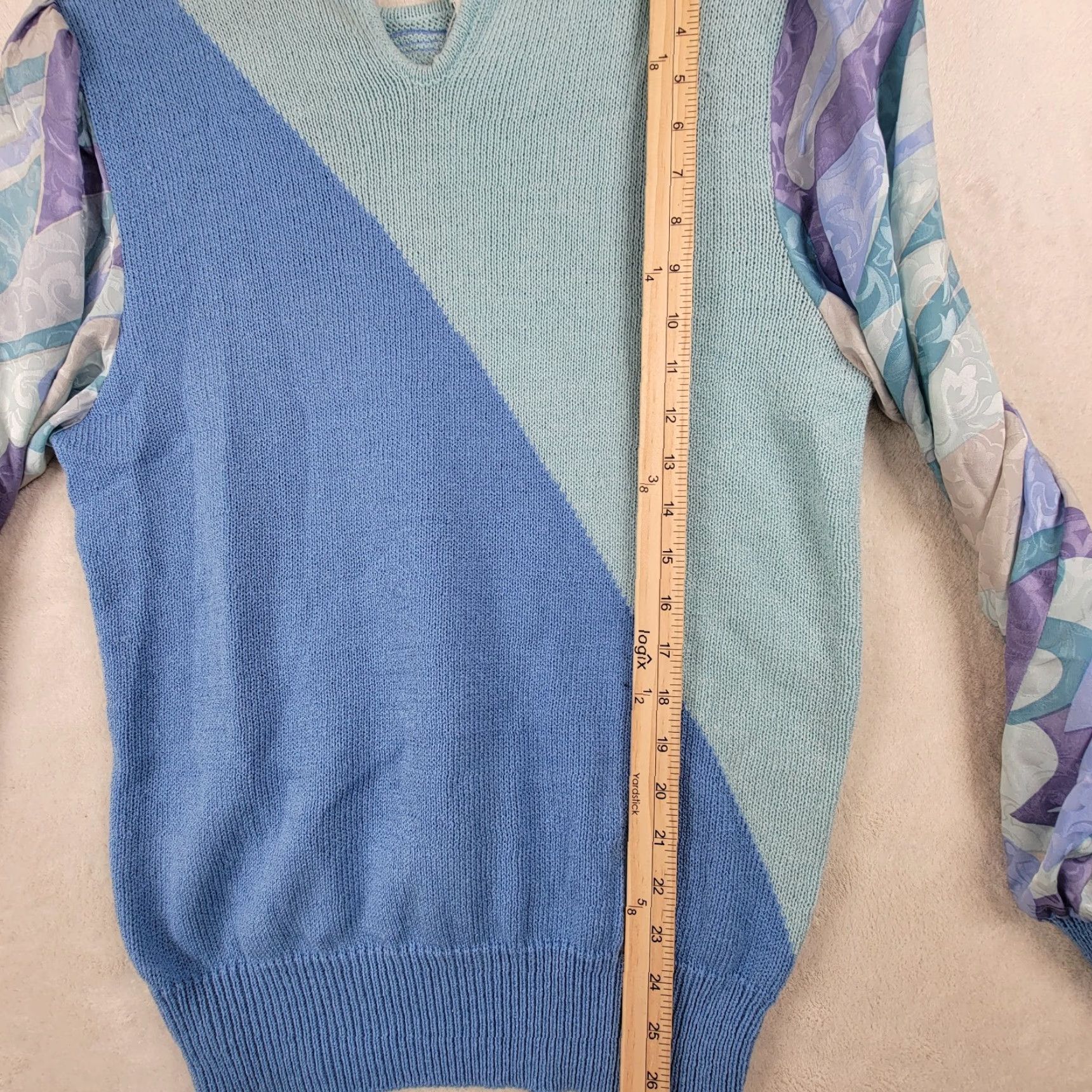 Vintage VINTAGE UMI Collection ANNE CRIMMINS Sweater M Blue Art Deco 1980s Womens Everyday Punk New Wave Size M / US 6-8 / IT 42-44 - 4 Thumbnail