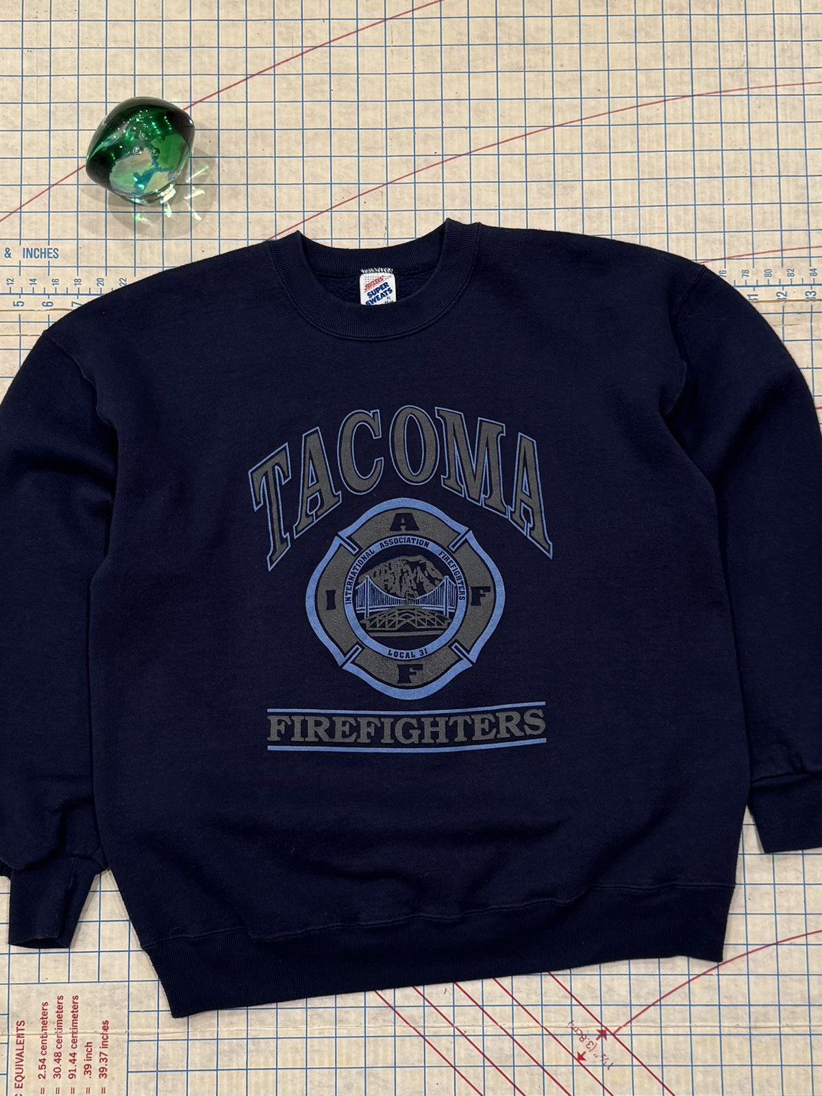 Vintage Vintage Tacoma Firefighters Crewneck Sweater 3M Graphic Navy Size US L / EU 52-54 / 3 - 2 Thumbnail
