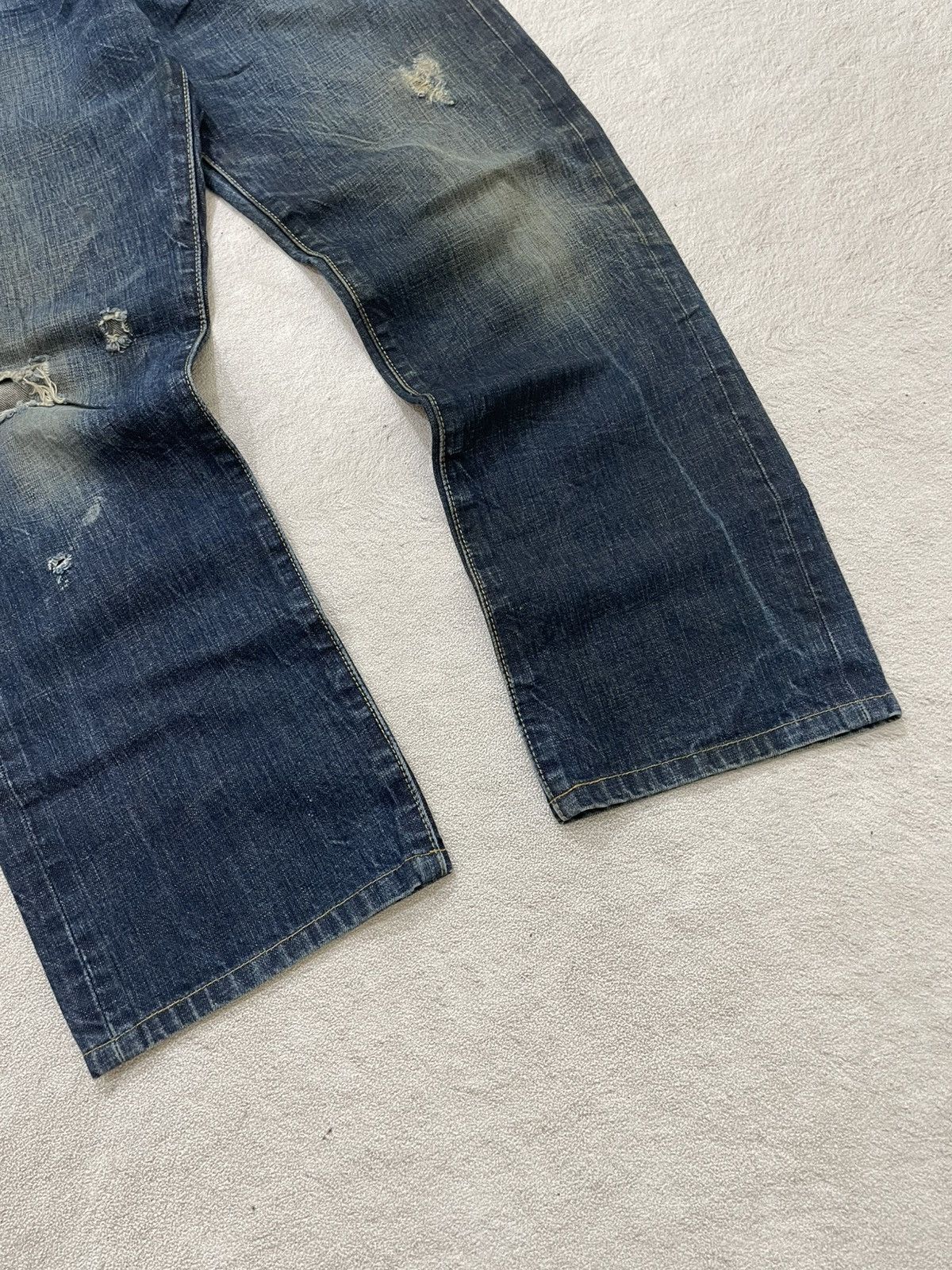 Japanese Brand 00s Kapital 501 Mudwash Raw Denim Ripped Jeans Y2K Hysteric Size US 30 / EU 46 - 5 Thumbnail