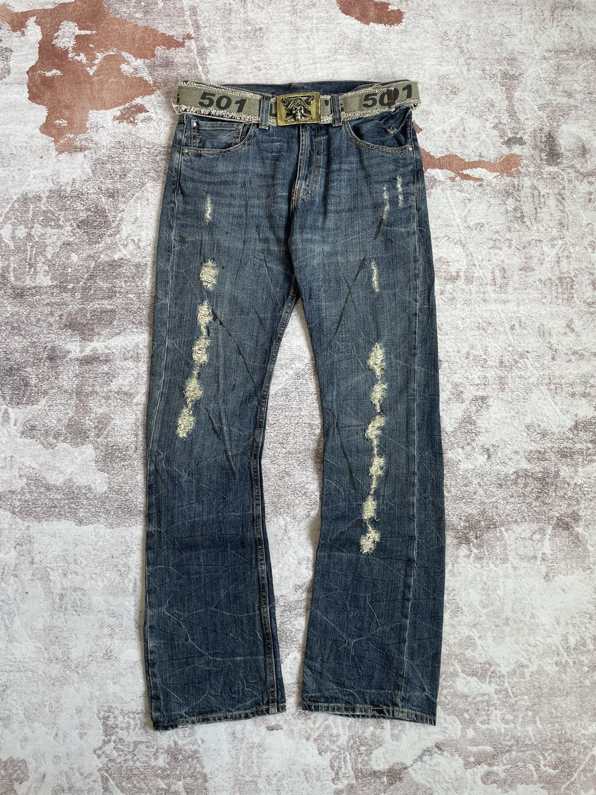 image of If Six Was Nine x Le Grande Bleu L G B Vintage Y2K Splatter Lgb Style Denim Pants, Men's (Size 31)
