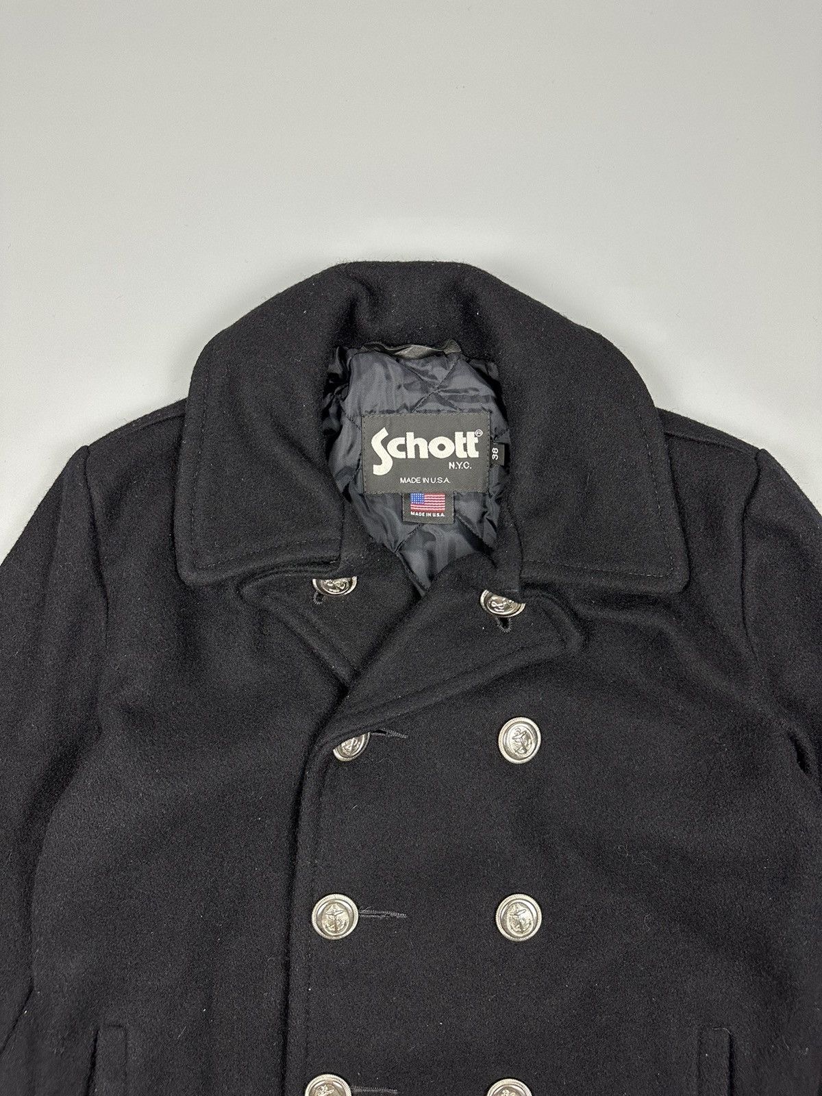 Designer × Schott Schott NYC USA Double Collar Wool Coat Size US M / EU 48-50 / 2 - 6 Thumbnail