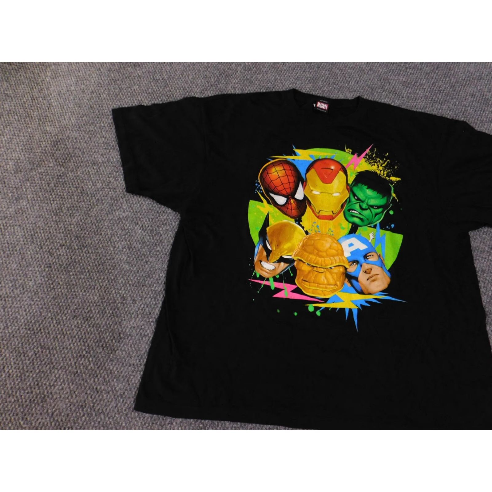 Vintage VINTAGE Marvel Shirt Mens 2XL Black Superhero Avengers Hulk Spiderman Iron Man Wolverine Captain America The Thing Size US XXL / EU 58 / 5 - 3 Thumbnail