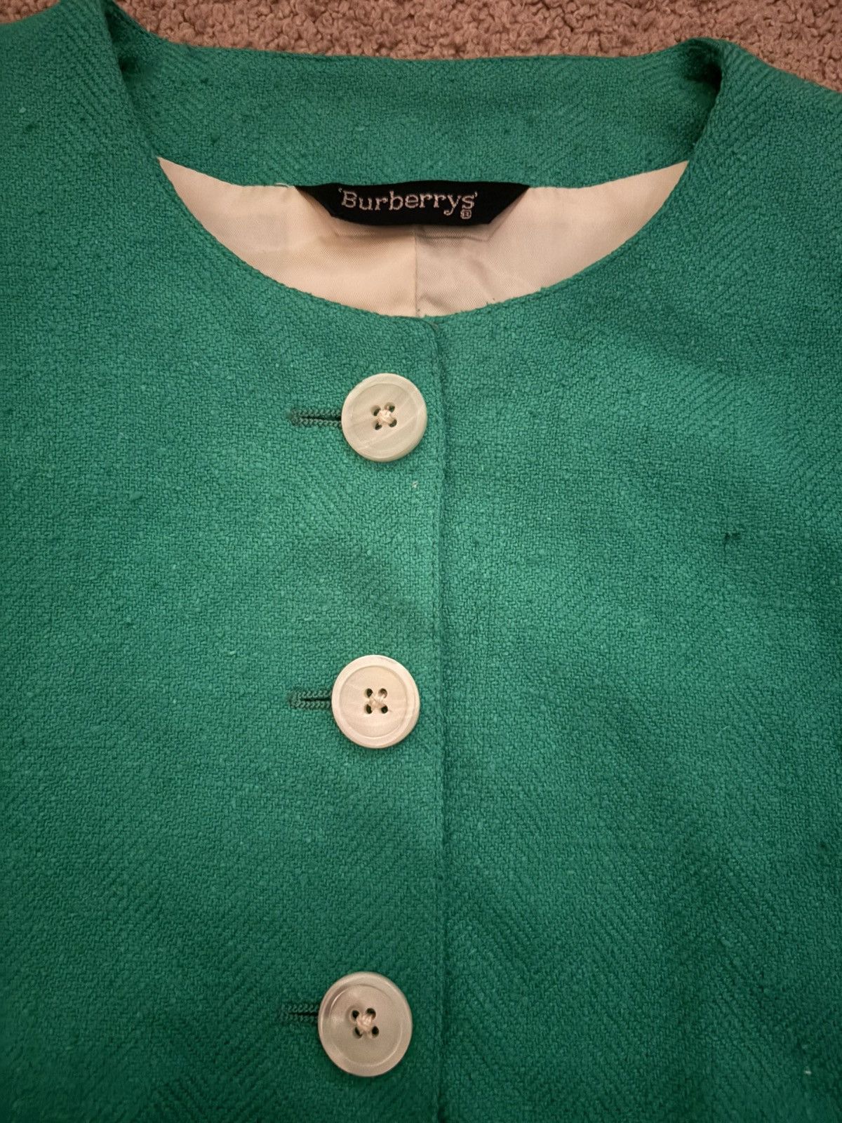 Burberry White and green vintage cardigan Size S / US 4 / IT 40 - 4 Thumbnail