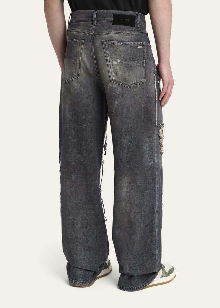 Amiri os11x0326 Distressed Stretch Straight-Fit Jeans in Black Size US 30 / EU 46 - 3 Thumbnail
