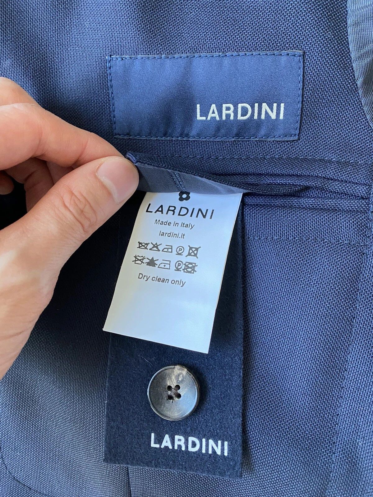 Lardini LARDINI Navy Blue Single Breasted Wool Suit Blazer Size 36R - 6 Thumbnail