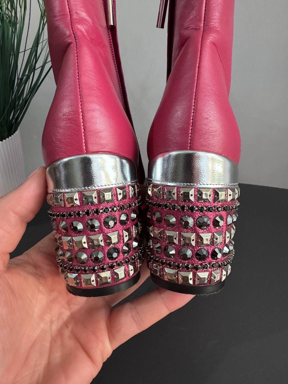 Other Rodo Block Heel Fuchsia Women's Leather Ankle Boots, 37,5 Size US 7.5 / IT 37.5 - 9 Thumbnail