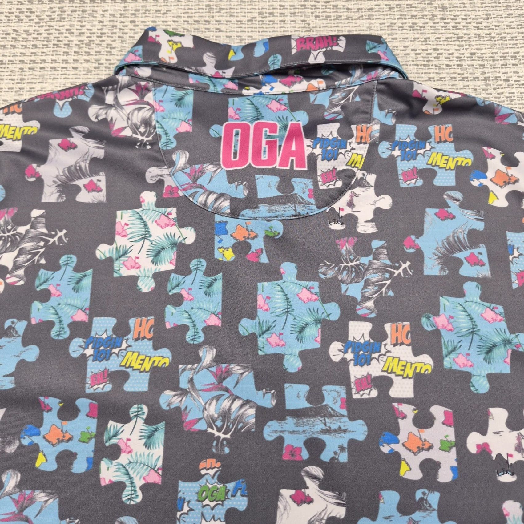 Vintage Oahu Golf Polo Shirt Mens 2XL Puzzle Hawaiian Performance Stretch USA Made Size US XXL / EU 58 / 5 - 7 Thumbnail