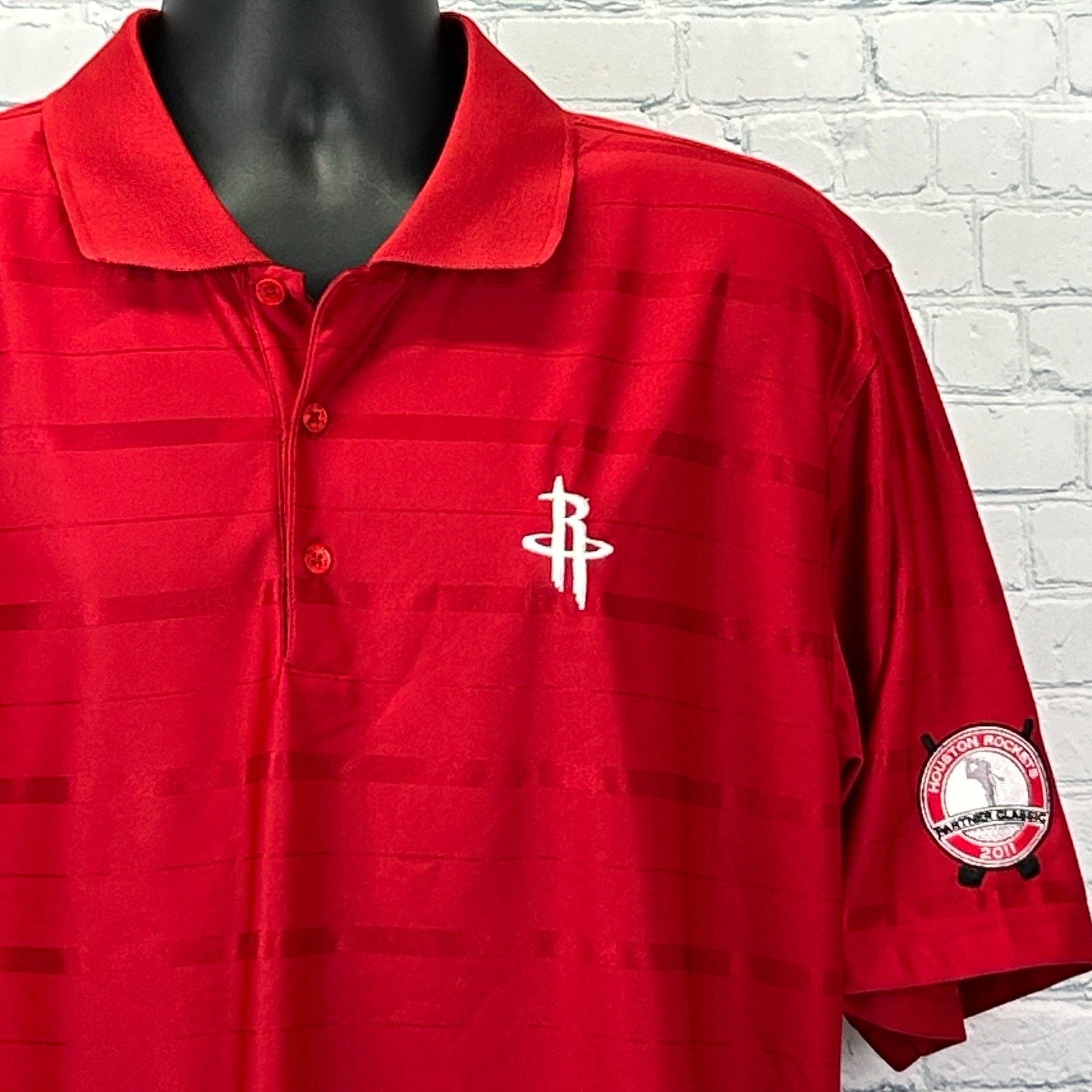 Antigua Houston Rockets Golf Polo Shirt Red Partner Classic X-Large Size US XL / EU 56 / 4 - 1 Thumbnail
