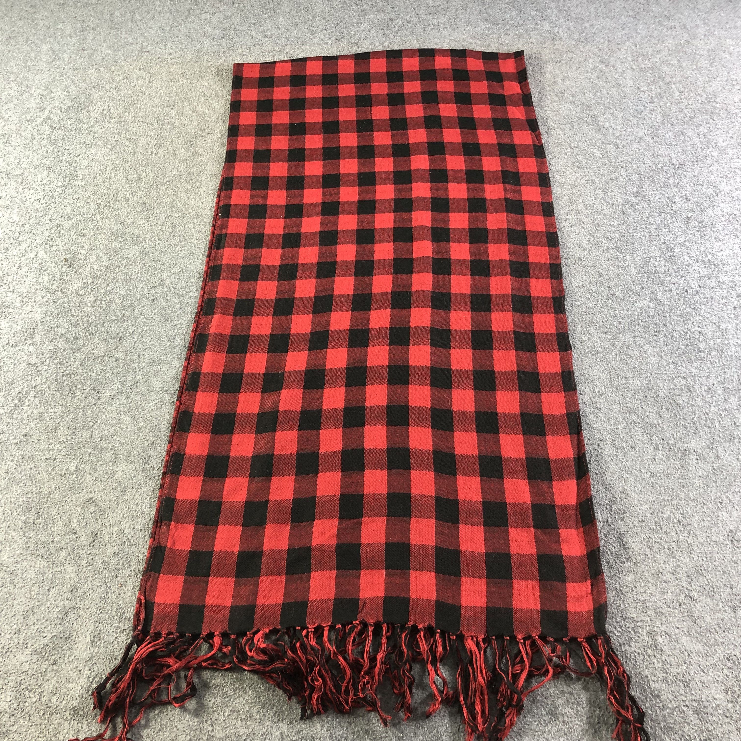 PPFM PPFM Gingham Houndstooth Wool Scarf Muffler V1849 Size ONE SIZE - 2 Thumbnail
