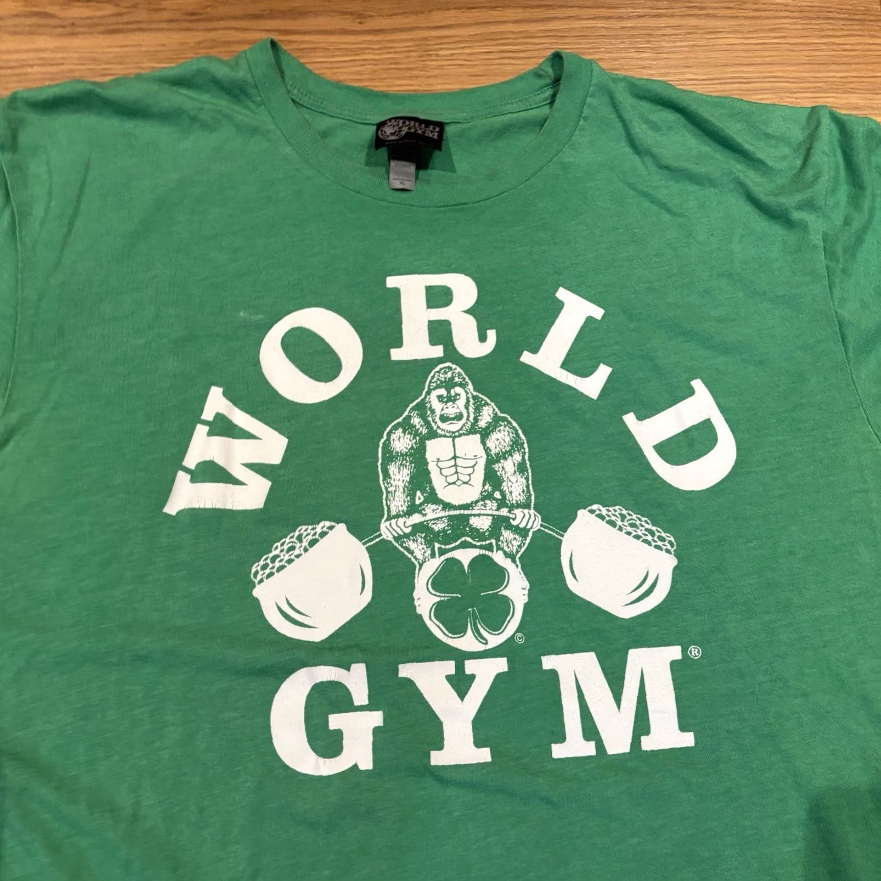 Vintage VINTAGE World Gym Shirt Green Weightlifting Tee Pot of Gold Irish Men’s XL Size US XL / EU 56 / 4 - 6 Thumbnail