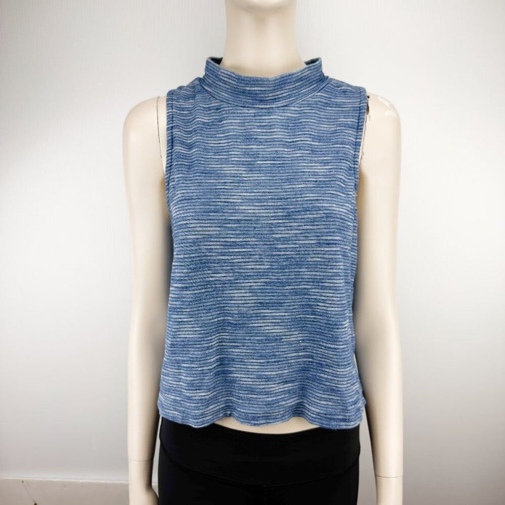 Anthropologie ANTHROPOLOGIE Postmark Large Blue White Mock Neck Tank Sz M Size M / US 6-8 / IT 42-44 - 2 Thumbnail