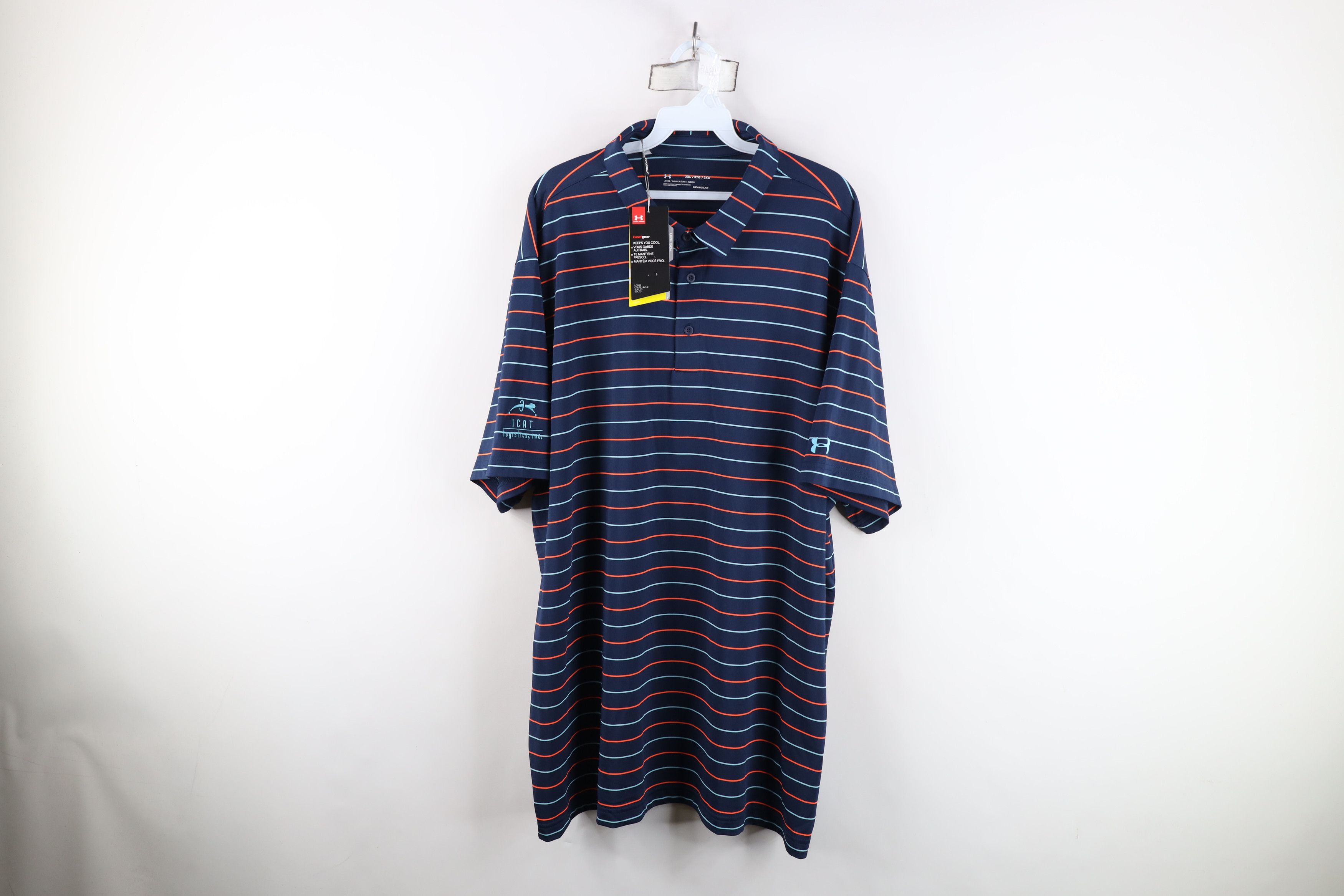 Under Armour New Under Armour HeatGear Striped Golf Golfing Polo Shirt Size US XXL / EU 58 / 5 - 1 Thumbnail