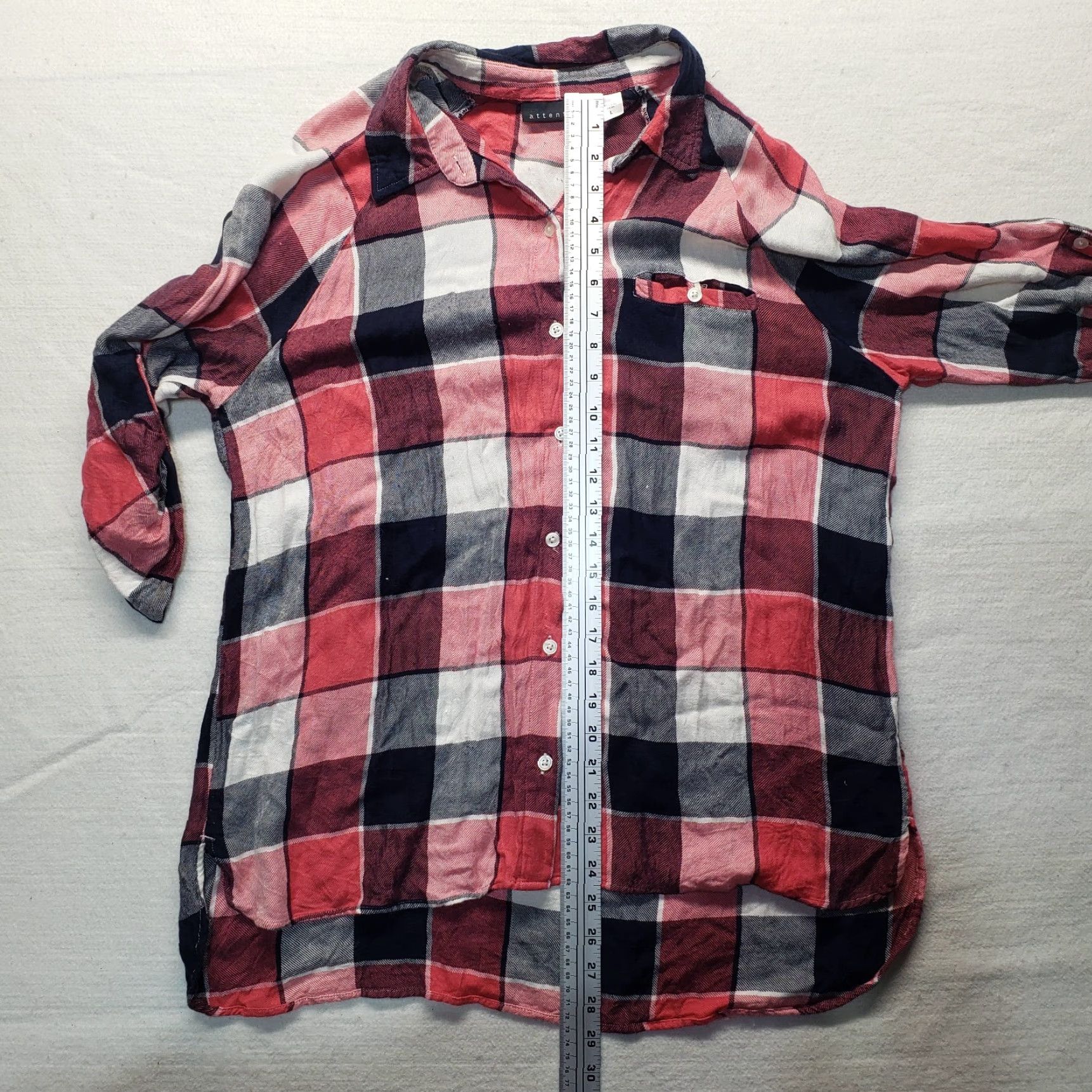 Vintage Attention Shirt Women L Red Plaid Button-Up Long Sleeve Casual Size L / US 10 / IT 46 - 7 Thumbnail