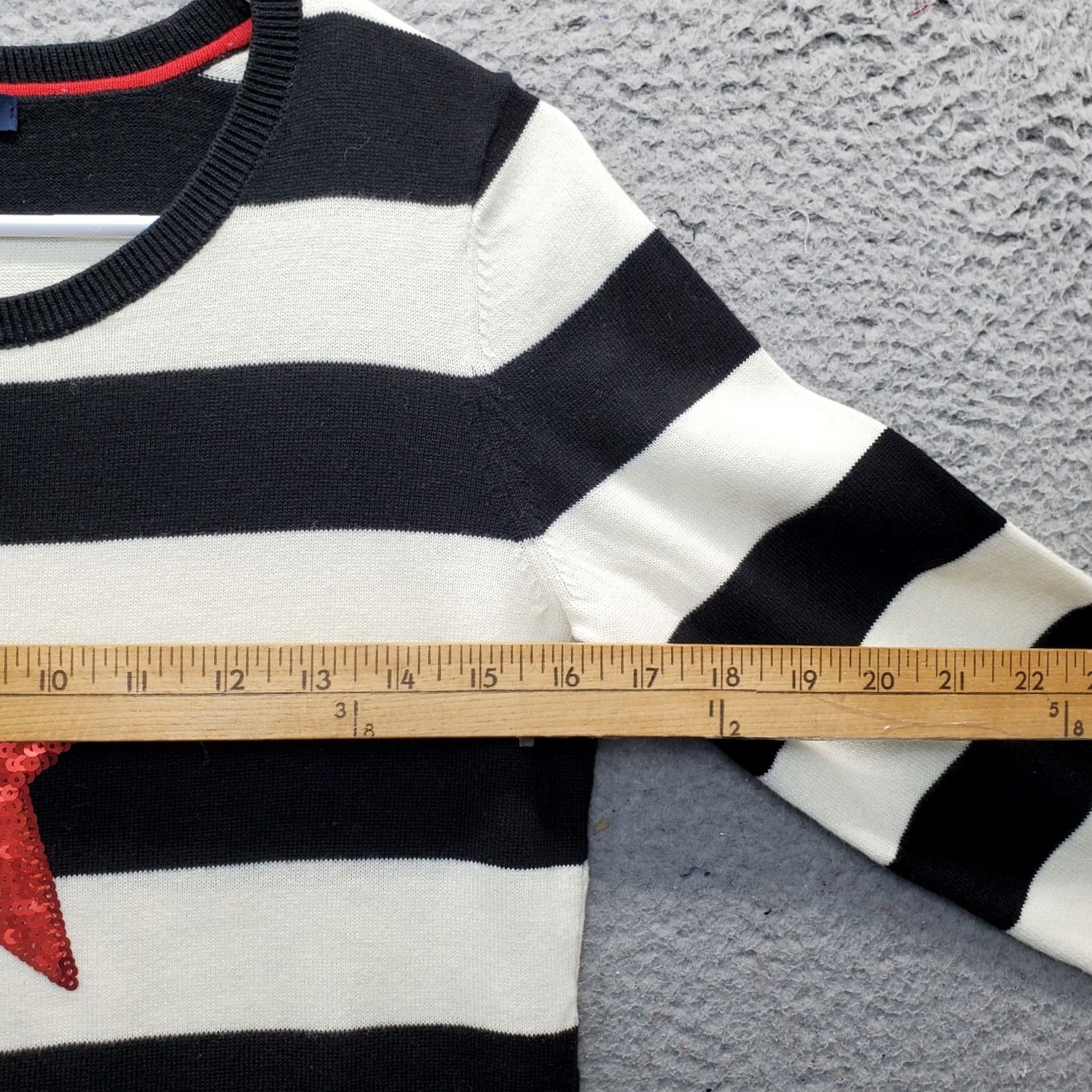 Tommy Hilfiger Tommy Hilfiger Sweater Womens S Multicolor Striped Sequin Star Crew Neck Pullover Size S / US 4 / IT 40 - 6 Thumbnail