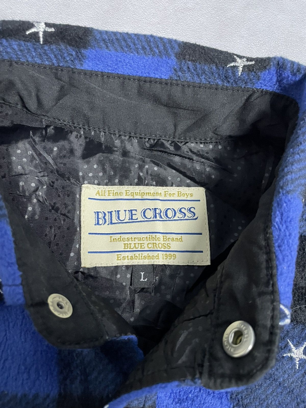 14th Addiction × If Six Was Nine × Tornado Mart 90’s Blue Cross Star Embroidered Flannel Shirt Size US M / EU 48-50 / 2 - 9 Thumbnail