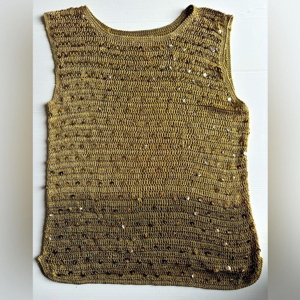 Designer Vintage Crochet Sequin Top Size S / US 4 / IT 40 - 1 Thumbnail