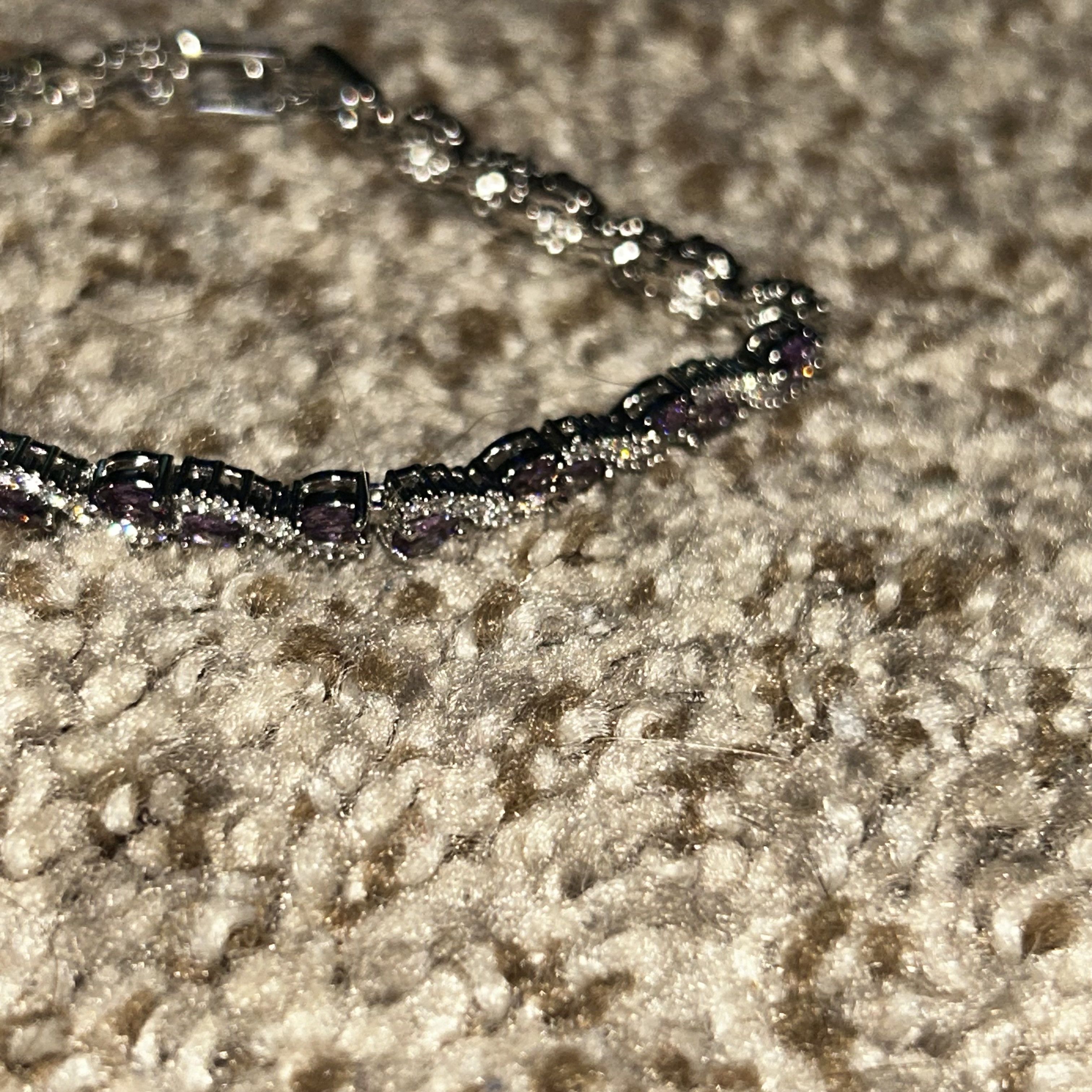Other 18cm Silver Moissanite Bracelet w/ Purple Gemstones Size ONE SIZE - 3 Thumbnail