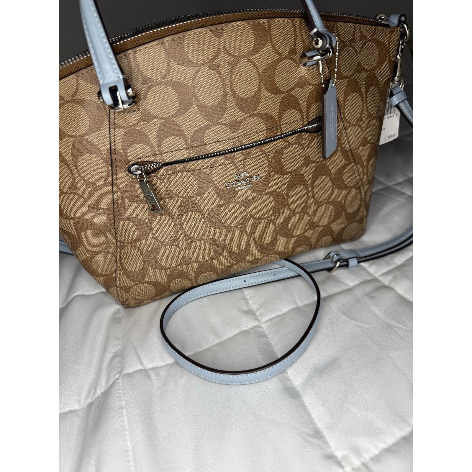 Coach BRAND NEW W/ Tag COACH C24923 Signature SATCHEL Canvas Beige Size ONE SIZE - 6 Thumbnail