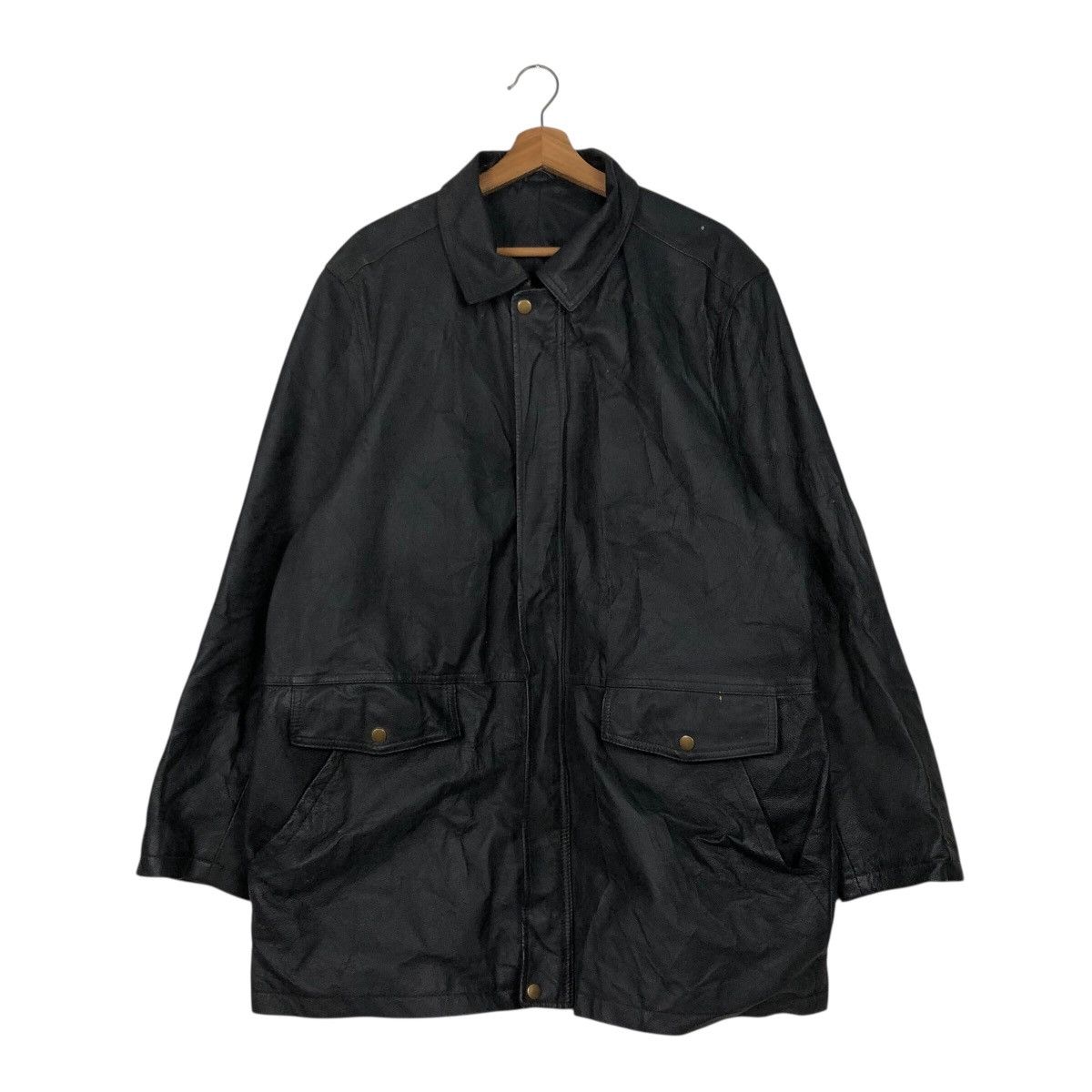 Japanese Brand 📌Rich Black Vintage Leather Jacket Vivreclub Issey Miyake Size US L / EU 52-54 / 3 - 2 Thumbnail