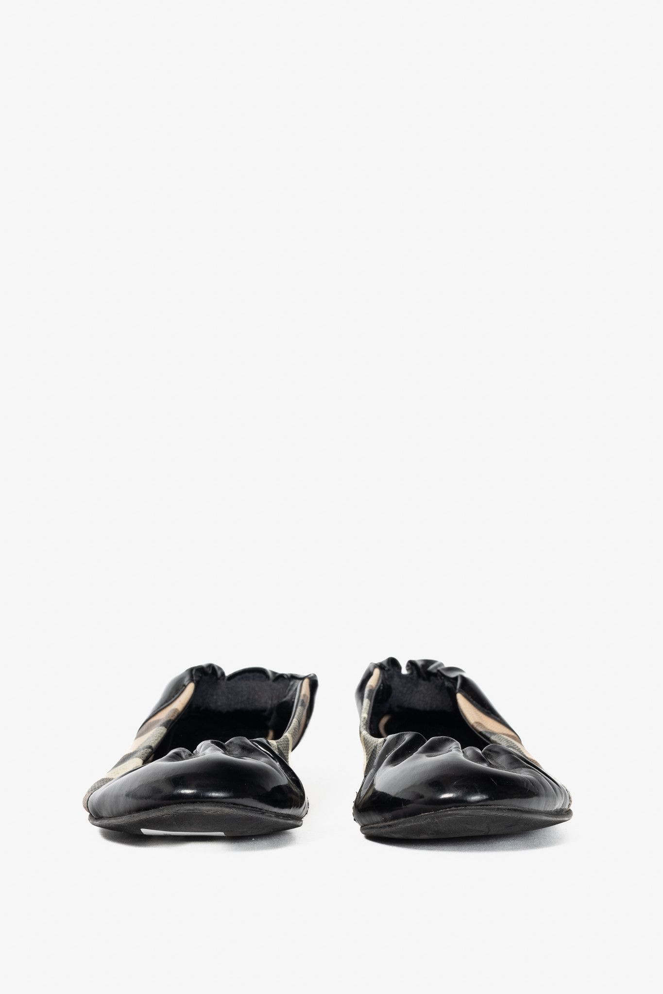 Burberry Burberry Nova Check Coated Canvas/Patent Leather Flats Size US 6 / IT 36 - 3 Thumbnail