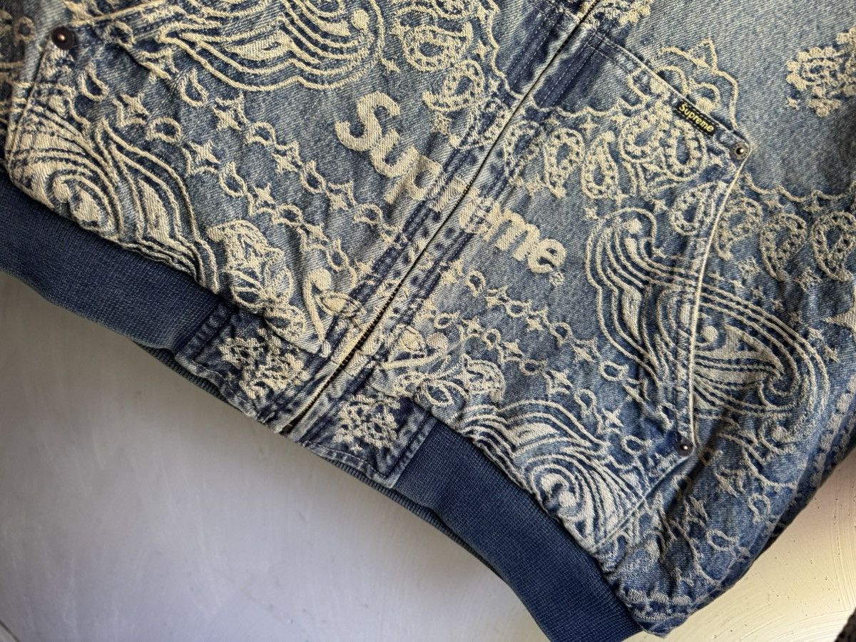 Supreme Bandana Jacquard Denim Hooded Work Jacket Blue