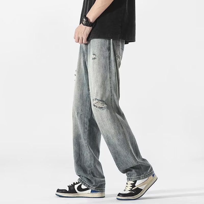 Japanese Brand Men's American retro straight loose ripped jeans Size US 32 / EU 48 - 3 Thumbnail