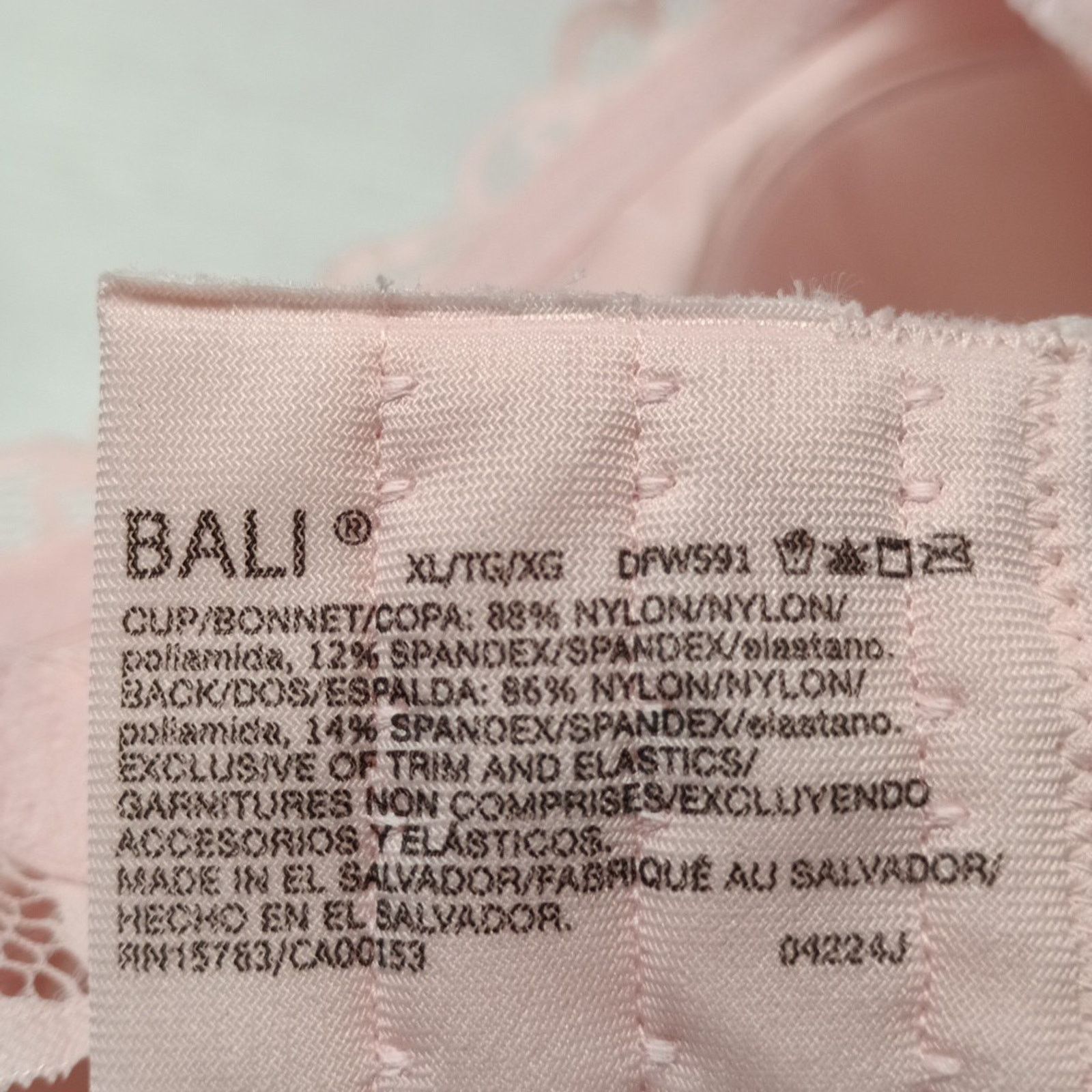 Other BALI Bra Women's Size XL Pink Lace Comfort Wireless Lined Size ONE SIZE - 9 Thumbnail