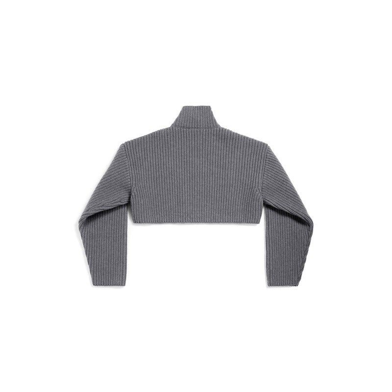 Balenciaga o1srvl11e1025 Cropped Sweater in Grey Size M / US 6-8 / IT 42-44 - 2 Thumbnail