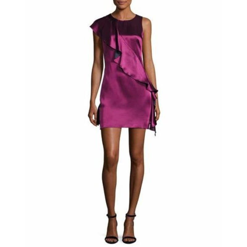 Image of Diane Von Furstenberg Cross Body Ruffle Dress Purple Size 0, Women's