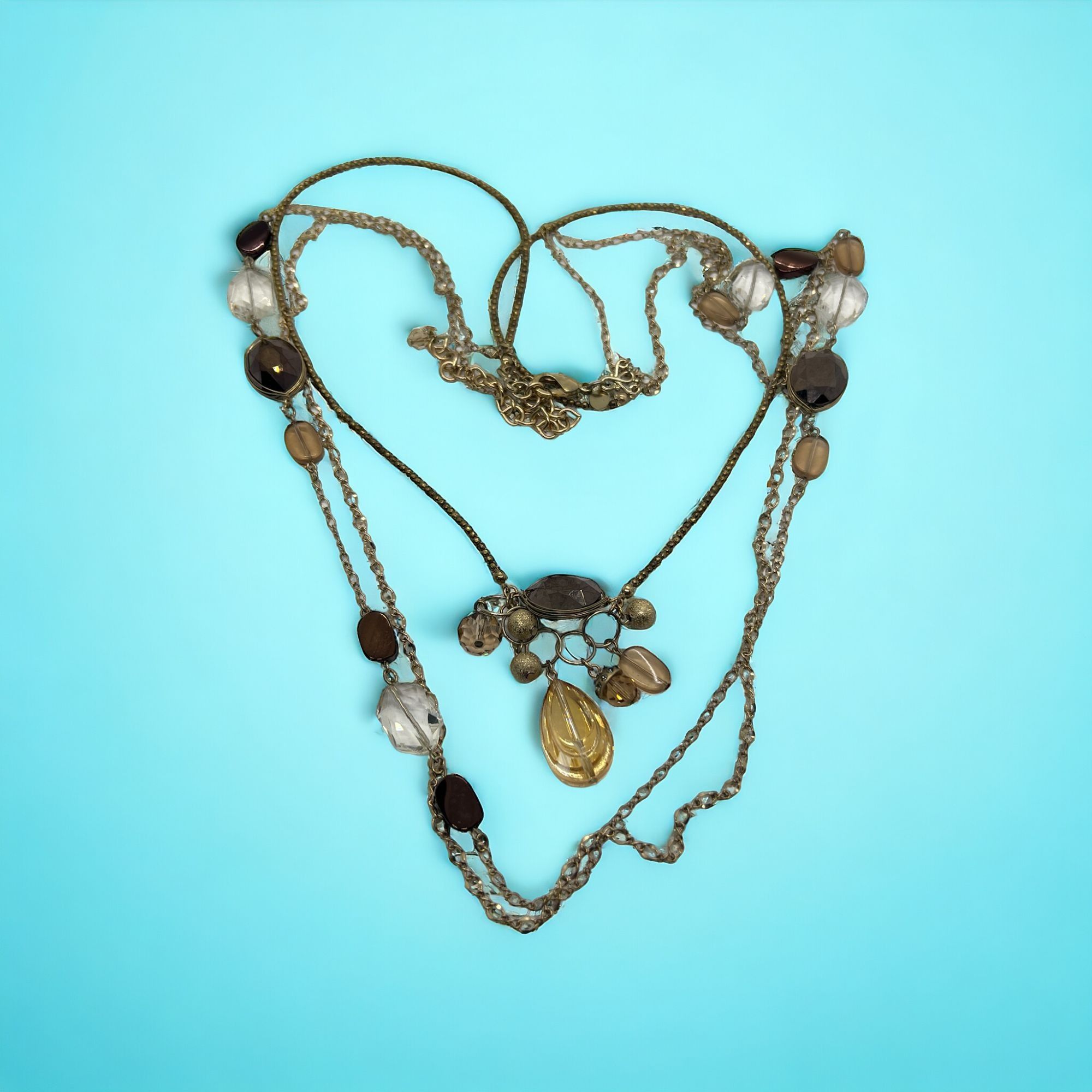 Chicos Chicos Gold Tone 3 Strand Necklace Glass Beads Layered Seed Size ONE SIZE - 1 Thumbnail