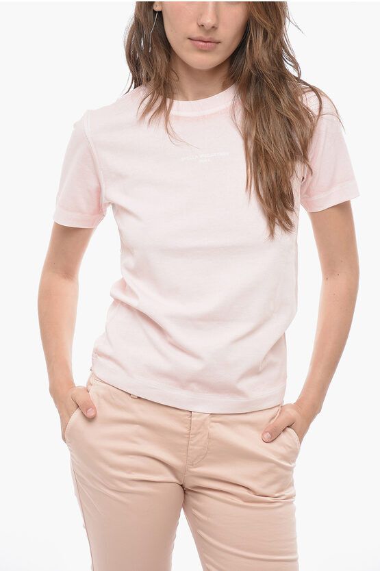 image of Stella Mccartney Crew Neck Tie Dye Cotton T-Shirt in Pink, Women's (Size Small)