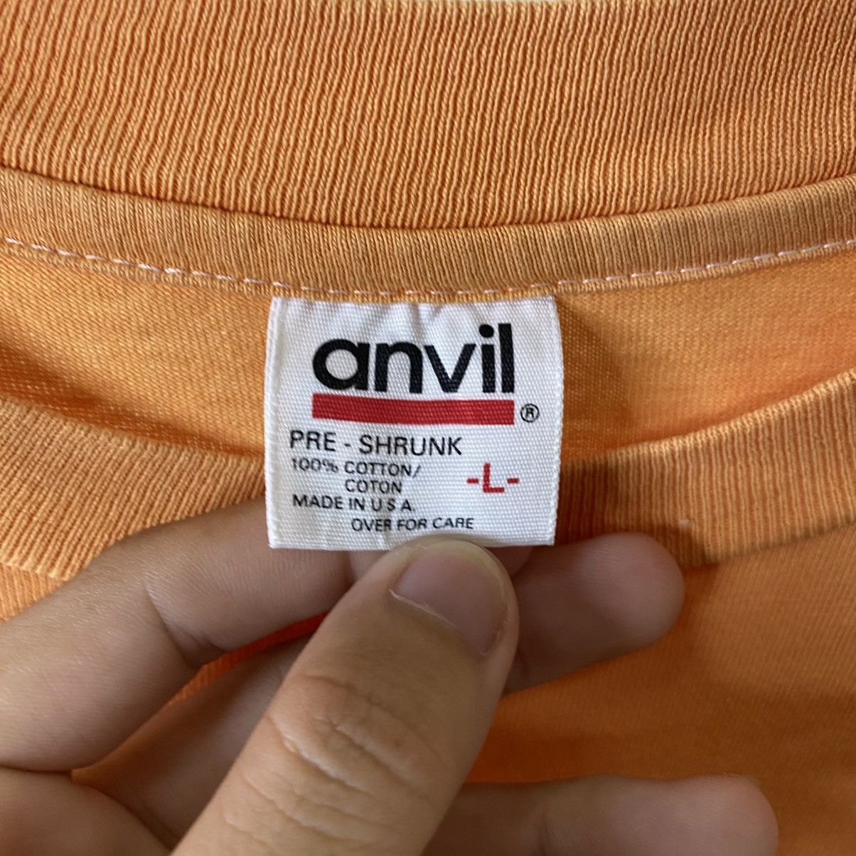 Vintage Vintage 1990s Anvil Orange Blank Streetwear T Shirt Size US L / EU 52-54 / 3 - 3 Thumbnail