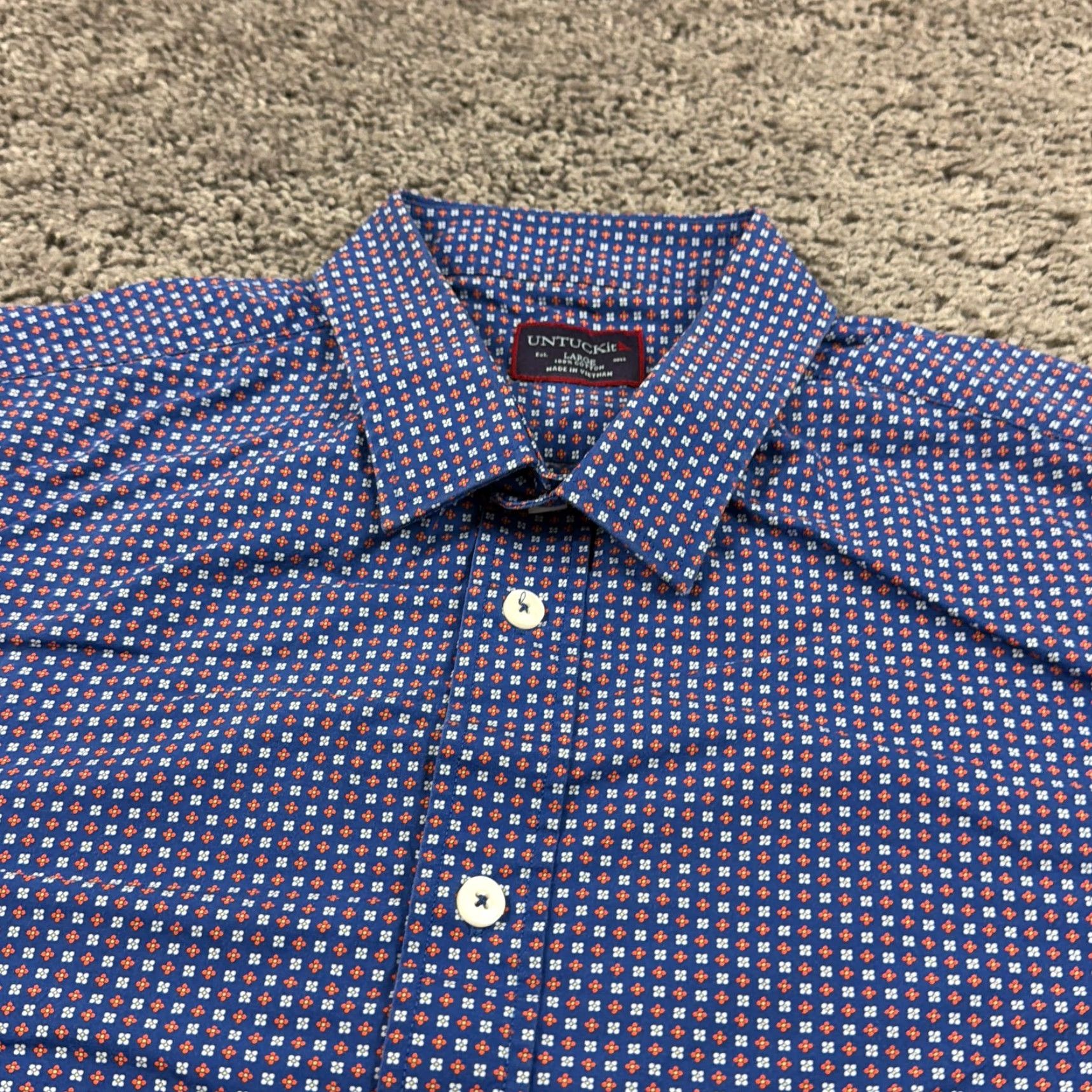UNTUCKit UNTUCKit Shirt Mens M Blue Floral Button Up Long Sleeve Pockets Cotton Ruyilly Size US M / EU 48-50 / 2 - 2 Thumbnail