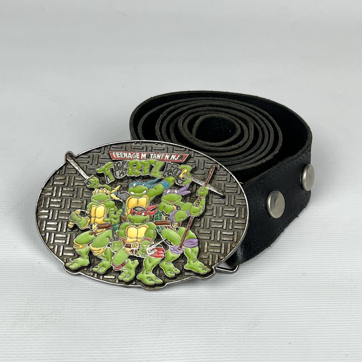 Cartoon Network × Vintage Very Rare Vintage Teenage Mutant Ninja Turtle buckle belt 90 Size ONE SIZE - 1 Thumbnail