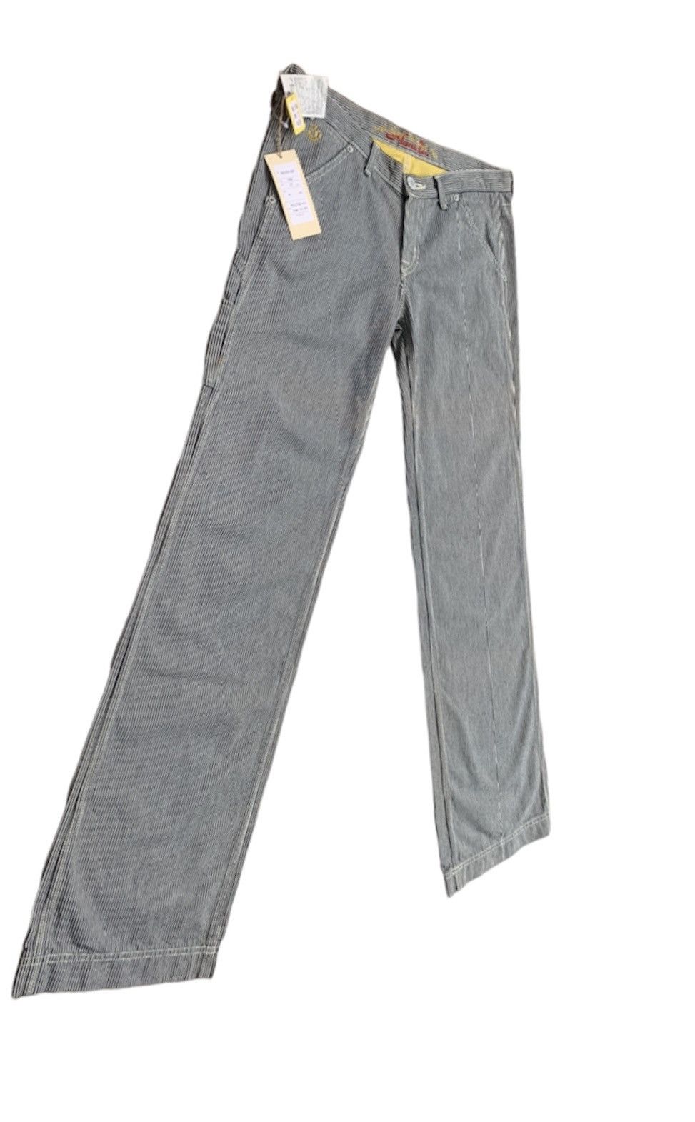 Japanese Brand × Vintage Nana-La Baggy Flare Carpenter Hickory Stripe Pants Size 31" - 5 Thumbnail