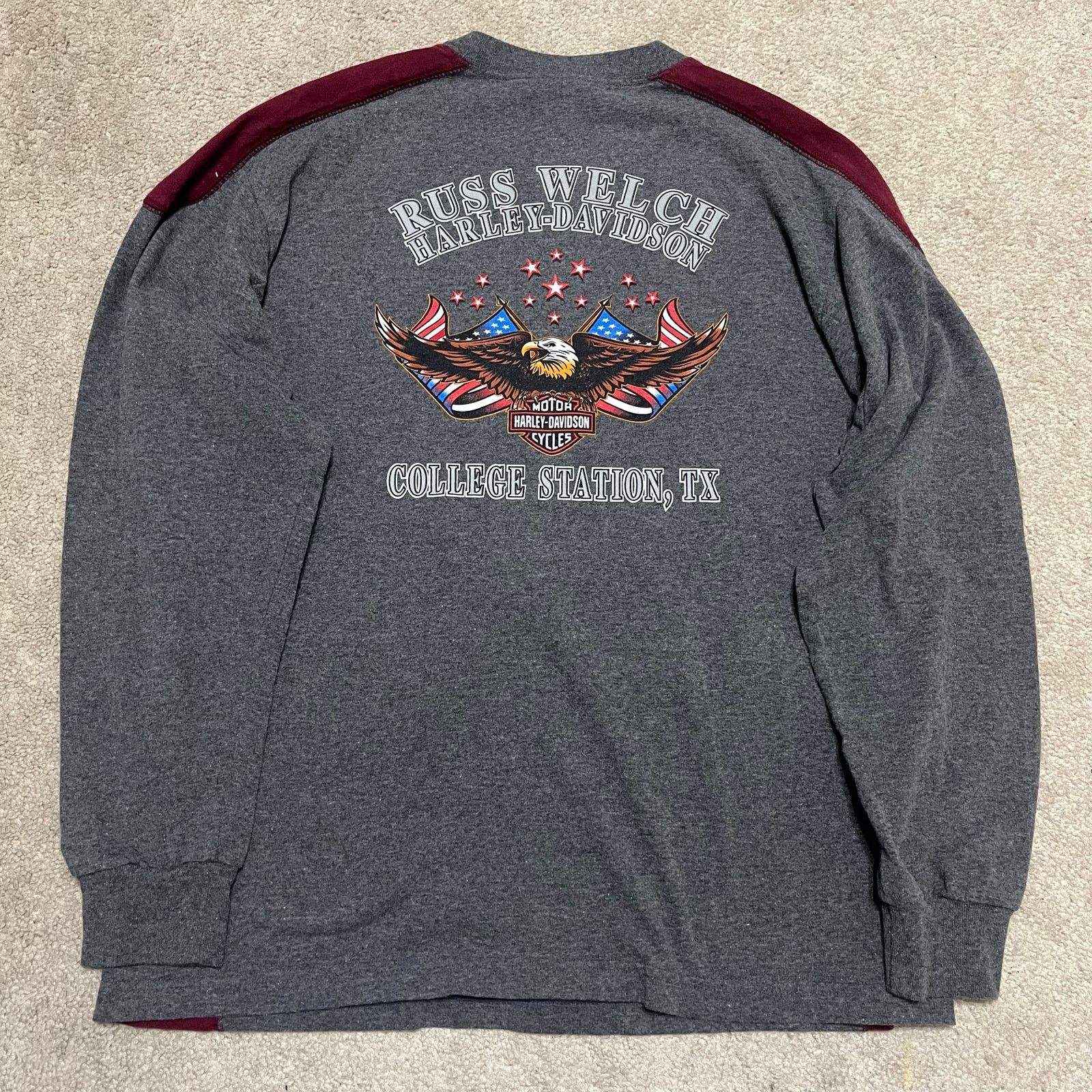 Harley Davidson Vintage Harley Davidson Green/Burgundy Graphic Long Sleeve Size US L / EU 52-54 / 3 - 3 Thumbnail