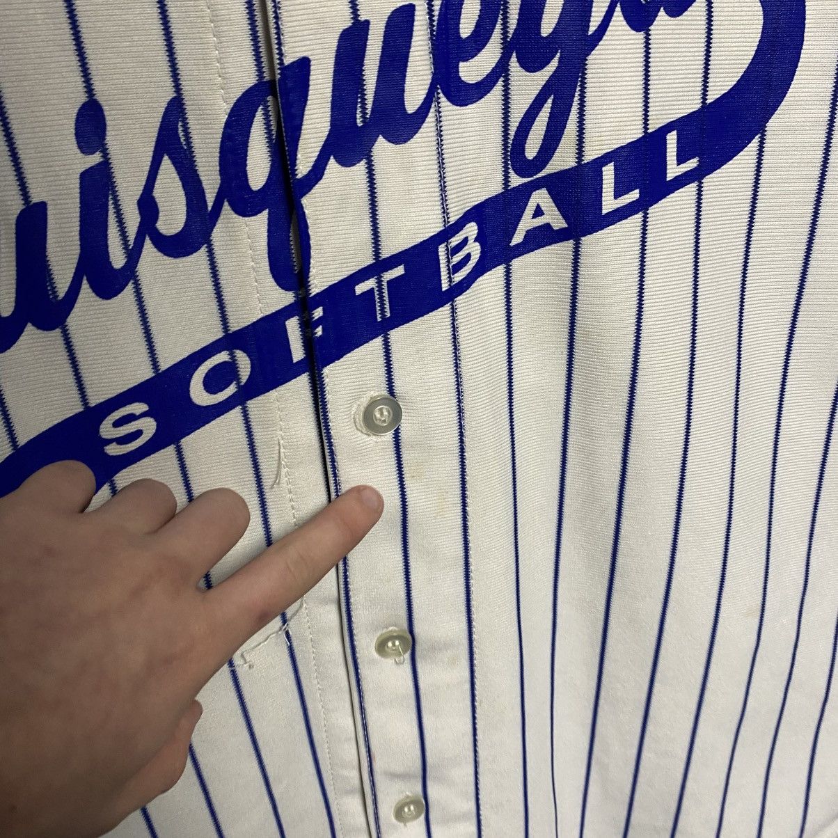 NFL Vintage Athletic Knit Quisqueya Softball 90’s button tee Size US L / EU 52-54 / 3 - 8 Thumbnail