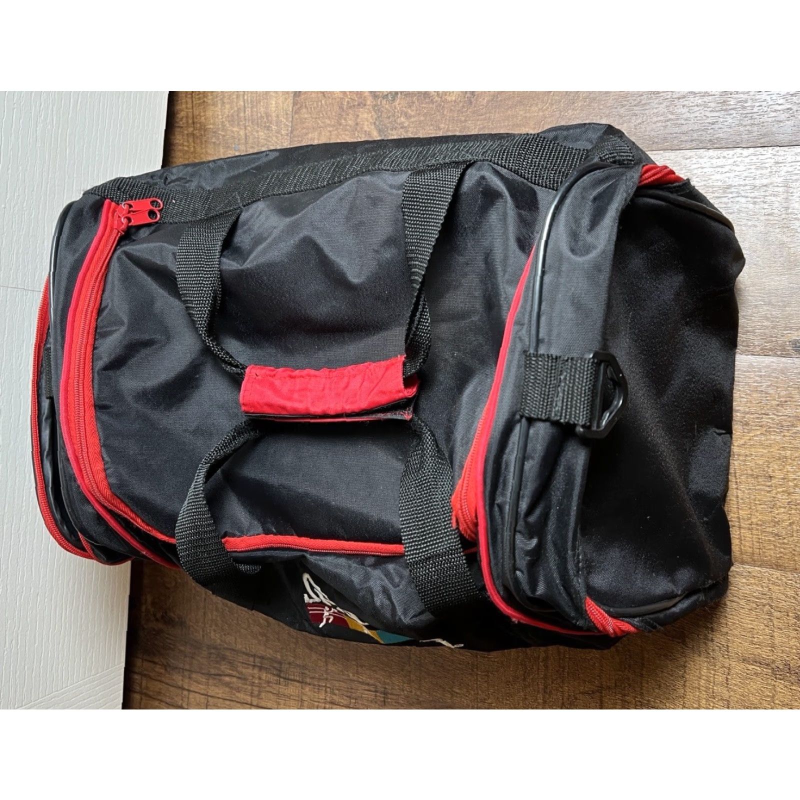 Spalding VINTAGE Spalding Duffle Bag Travel Gym Black /Red Sports Retro 90s Print Bag Nylon Canvas Unisex Adults Large Size ONE SIZE - 6 Thumbnail
