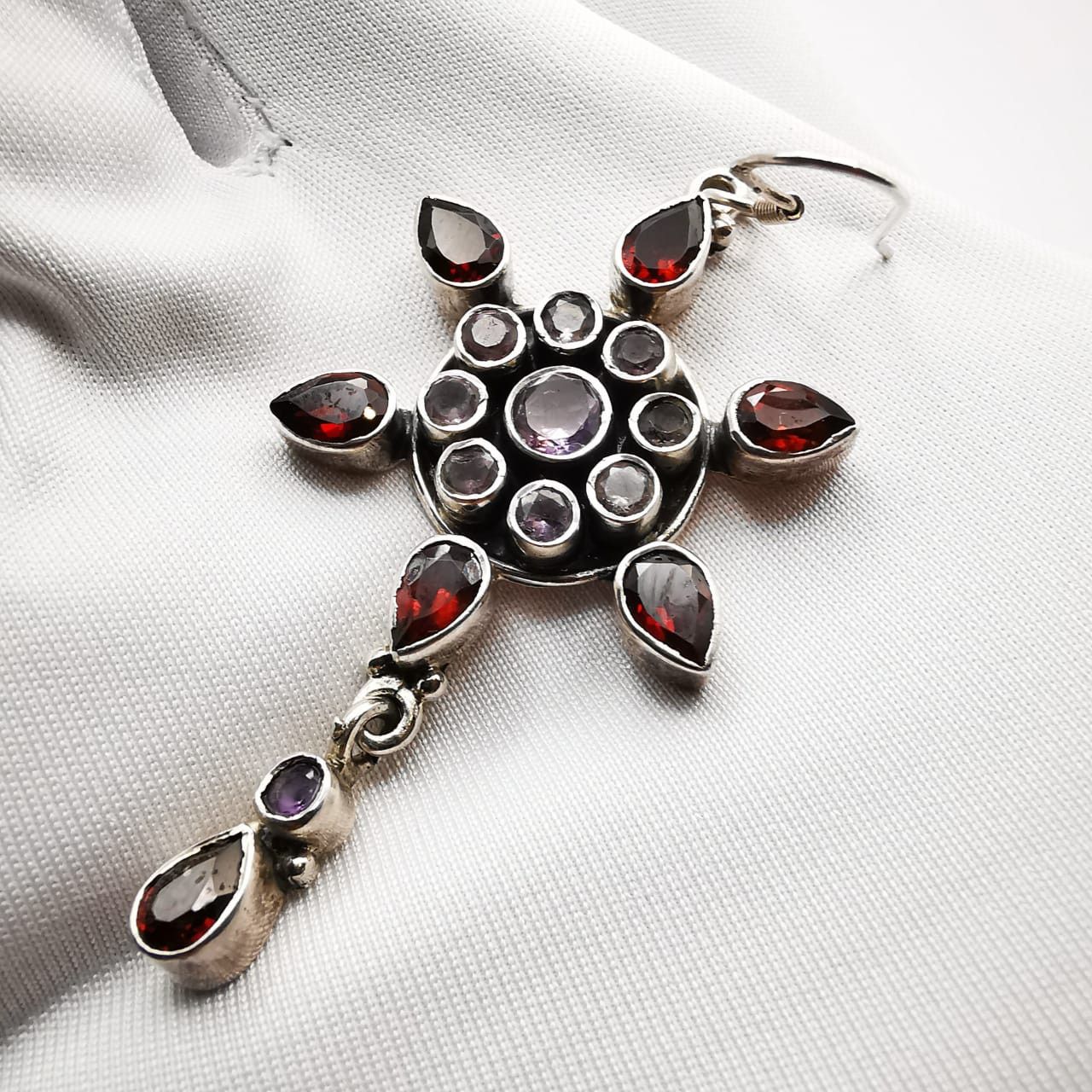 Vintage Vintage Earrings 925 Sterling Silver,Jewelry,Garnet,Amethyst Size ONE SIZE - 7 Thumbnail